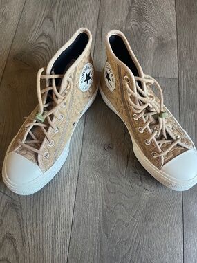 Converse Tan Floral Quilted Platform Hightops